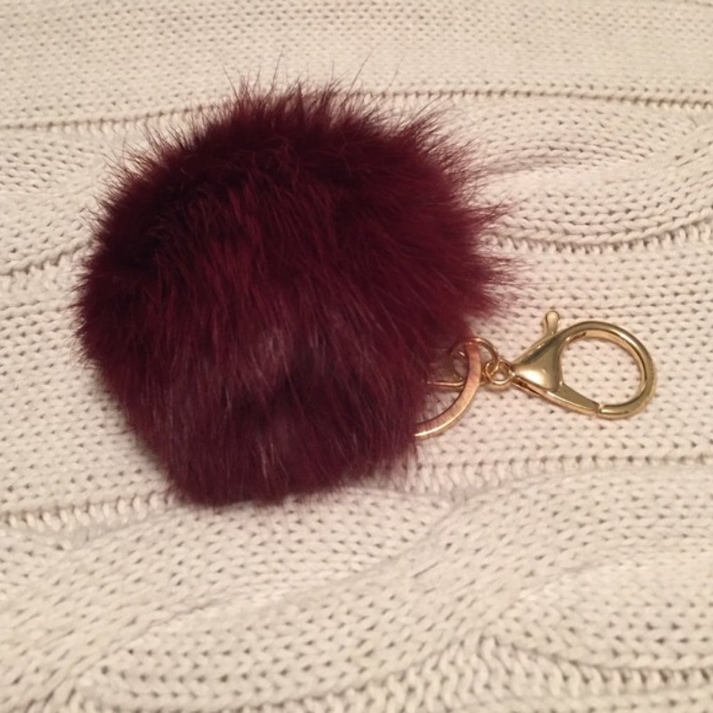 BURGUNDY BAG CHARM OR KEYCHAIN